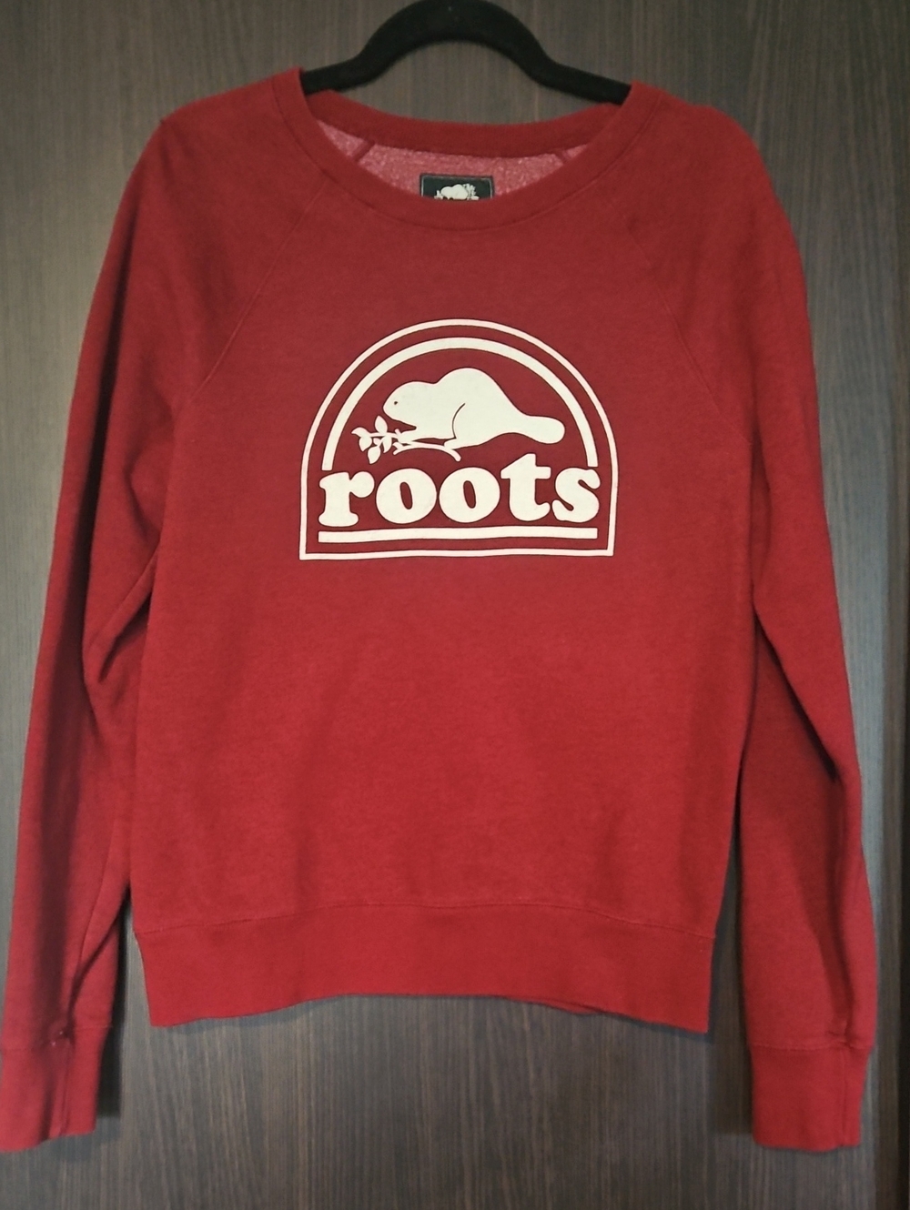 Roots Womens Burgundy Crewneck with White Logo